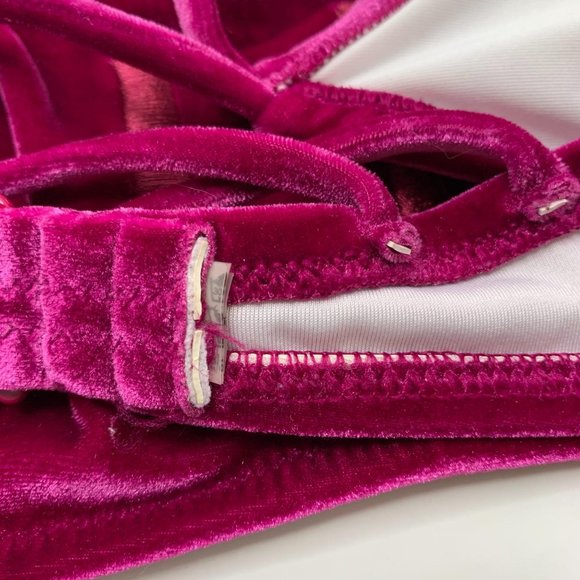 Victoria's Secret PINK Velour Embroidered Spell Out Bikini Top Pink Purple Small - Picture 6 of 6